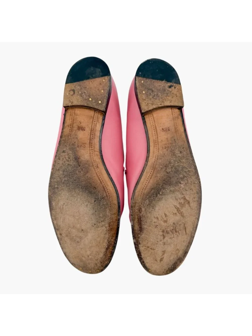 Gucci Jordaan Horsebit Loafers Pink Leather Size 39.5 US 9.5 Women's Flats